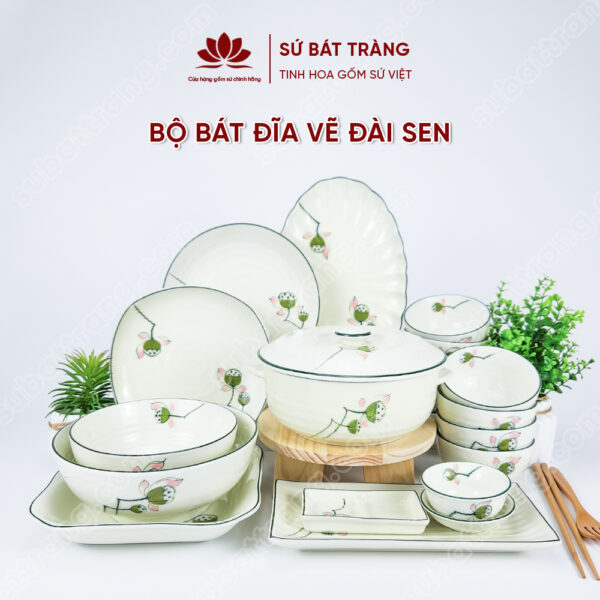 Bộ bát đĩa cao cấp đẹp - Sứ Bát Tràng