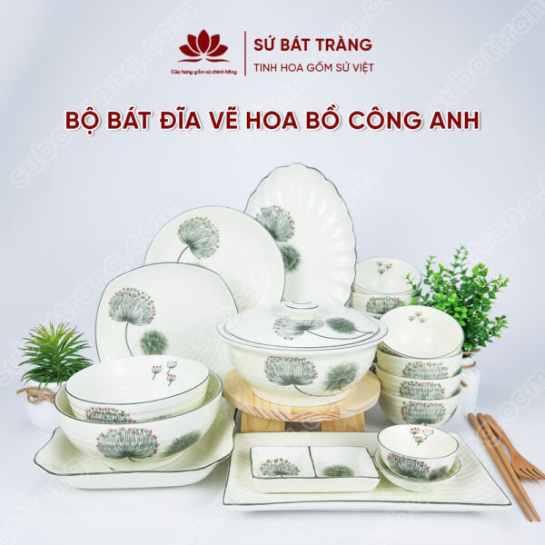 Bộ bát đĩa cao cấp đẹp - Sứ Bát Tràng