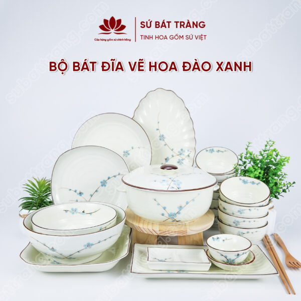 Bộ bát đĩa cao cấp đẹp - Sứ Bát Tràng