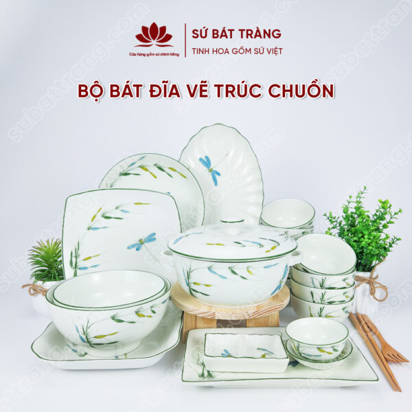 Bộ bát đĩa cao cấp đẹp - Sứ Bát Tràng