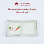 Rectangular plate with 2 compartments