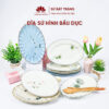 Đĩa sứ hình bầu dục nhiều họa tiết - Sứ Bát Tràng