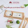 Bộ đĩa đựng gia vị vẽ cherry tuyết - Sứ Bát Tràng