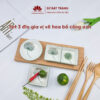 Đĩa đựng gia vị vẽ hoa bồ công anh- Sứ Bát Tràng