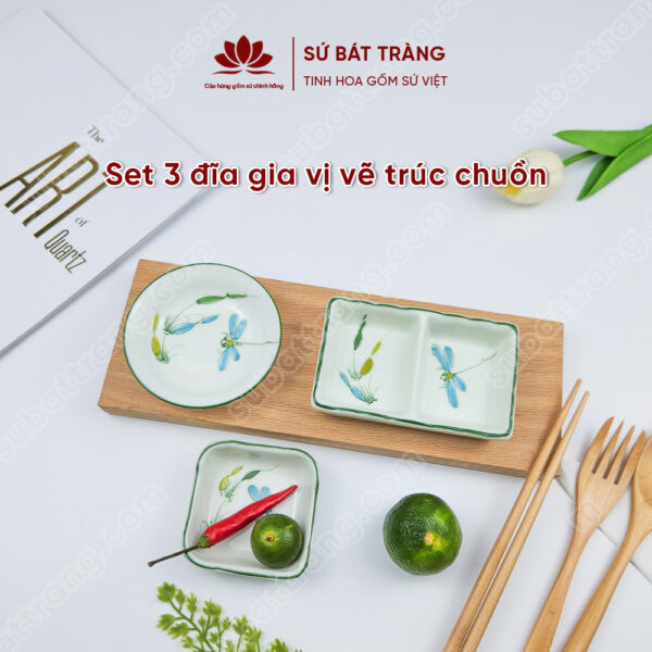 Đĩa đựng gia vị hình tròn, hình hoa, hình vuông, hình chữ nhật - Sứ Bát Tràng
