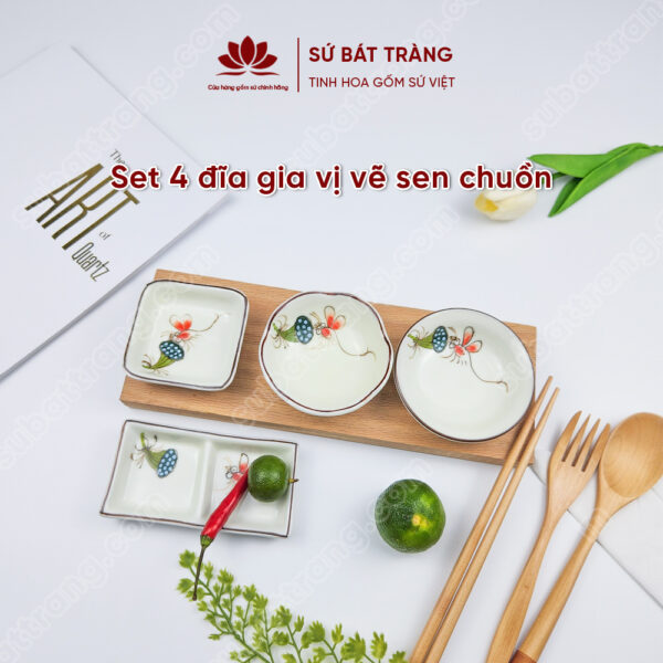 Đĩa đựng gia vị hình tròn, hình hoa, hình vuông, hình chữ nhật - Sứ Bát Tràng
