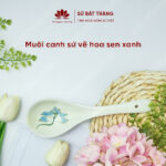 Ladle blue lotus blossom painted