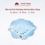 Crenate leaf shape with white cherry blossom painted 25