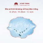 Crenate leaf shape with white cherry blossom painted 27