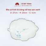 Crenate leaf shape with blue cherry blossom painted 27