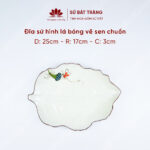 Crenate leaf shape with dragonfly & lotus blossom painted 25