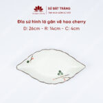 Eliptical leafshape with cherry blossom painted