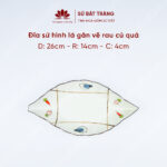 Eliptical leafshape with vegetable motif painted