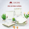 Đĩa sứ hình vuông nhiều họa tiết - Sứ Bát Tràng