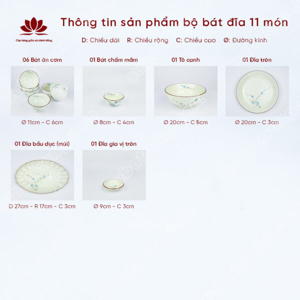 Bộ bát đĩa cao cấp đẹp - Sứ Bát Tràng