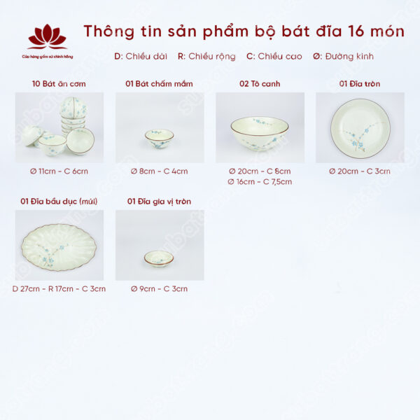 Bộ bát đĩa cao cấp đẹp - Sứ Bát Tràng